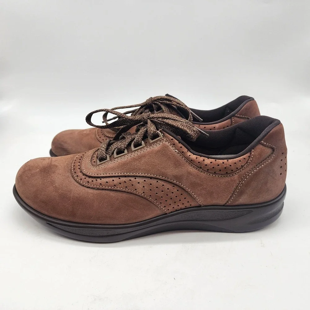 SAS Free Time Walking Shoes Women's 9 NARROW Brown Leather Lace Up Comfort Shoes